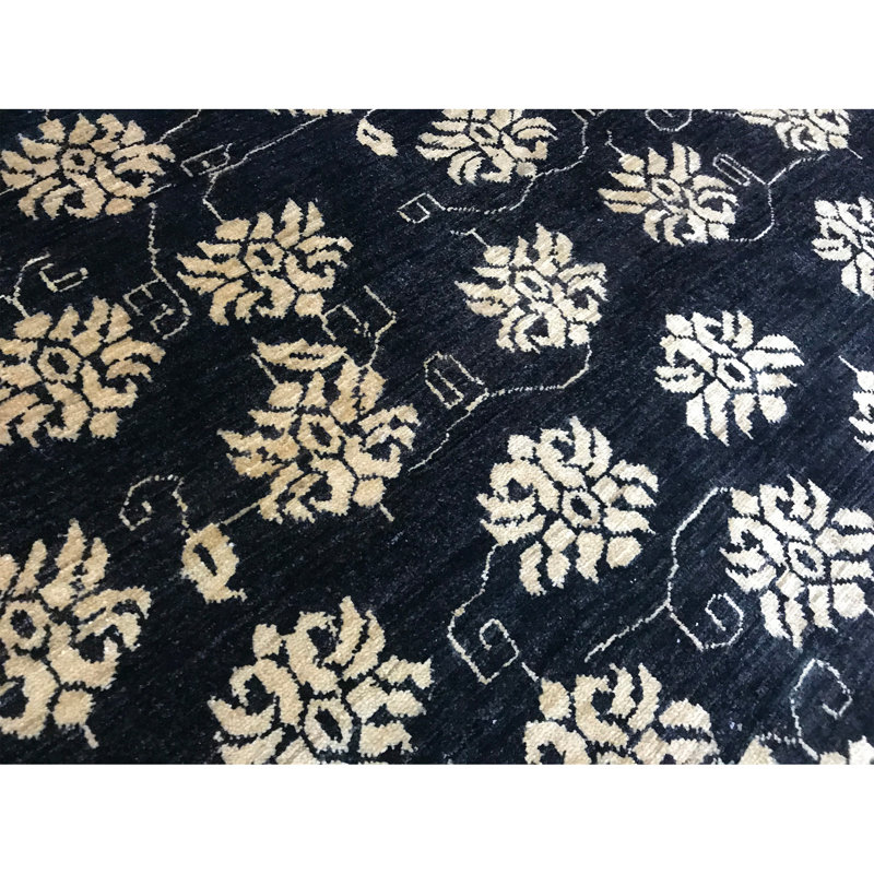 Hand-Knotted High-Quality Black Area Rug