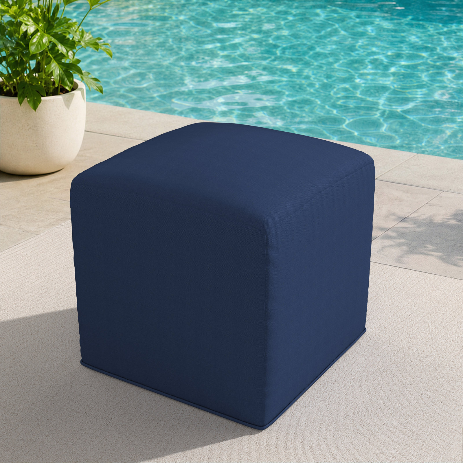 Praia Sunbrella® Patio Ottoman, Canvas Navy Sunbrella® Canvas
