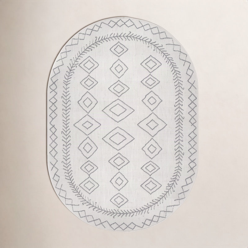 Tapis intérieur / extérieur Ezri Diamond, Ovale 5 pi x 8 pi