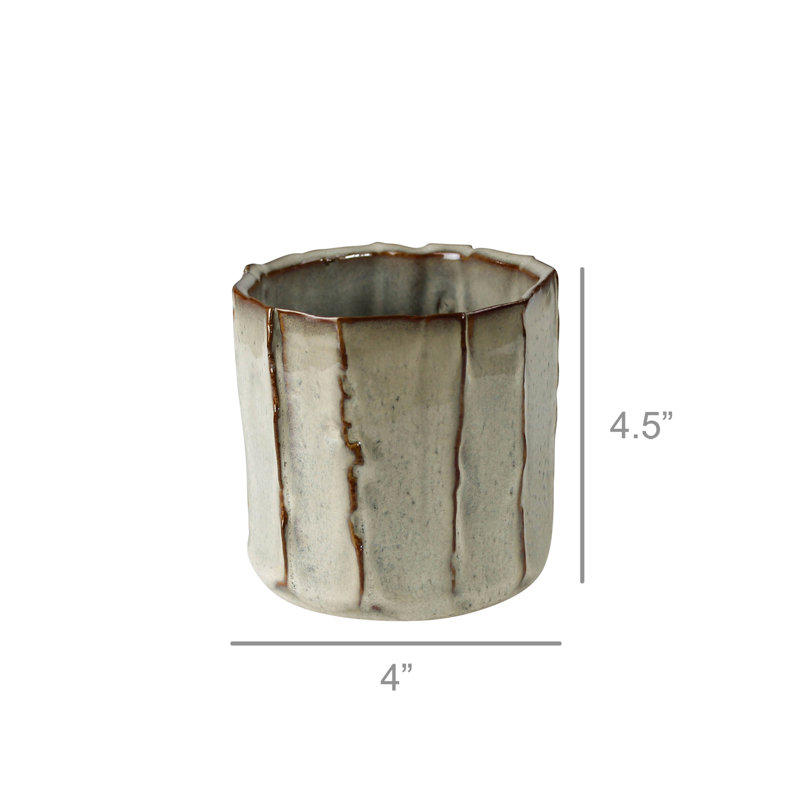 Maesyn Vertical Lines Cachepot, 4.5" H x 4" W x 4" D