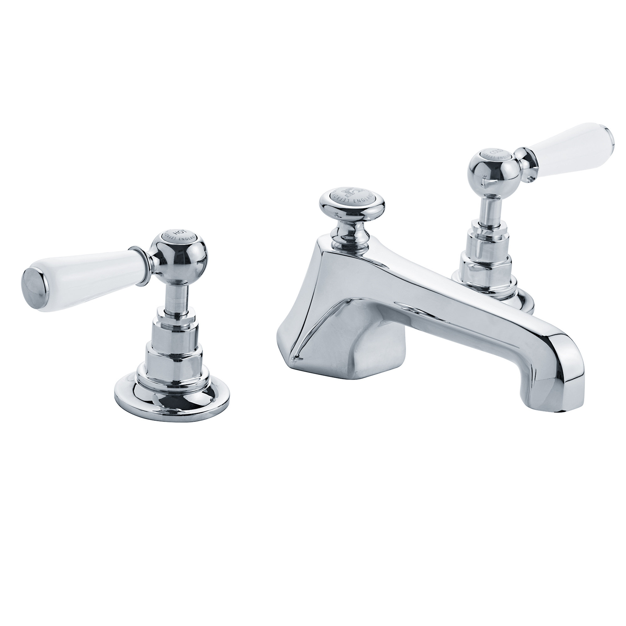 Lefroy Brooks Classic White Lever Widespread Bathroom Faucet with Pop ...