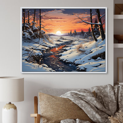 Paysage d'hiver rivière - impressions d'art mural