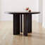 Black Round Solid Wood Dining table-571402884