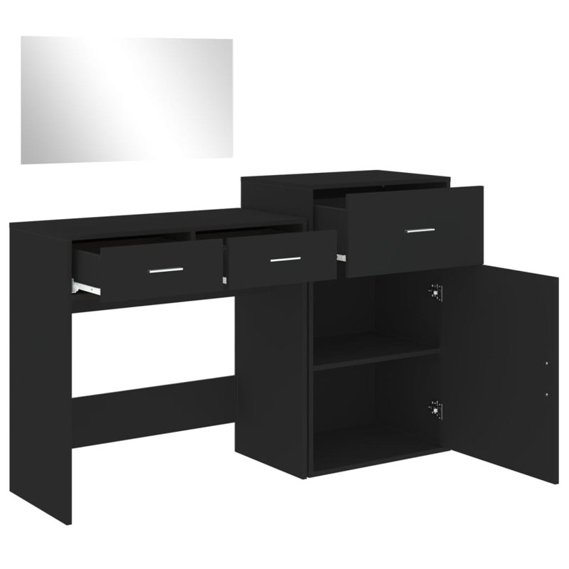 Dressing Table with Mirror, Black
