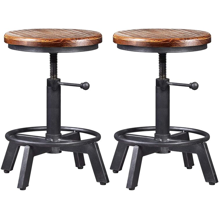 Williston Forge Grampian Swivel Solid Wood Adjustable Height Stool