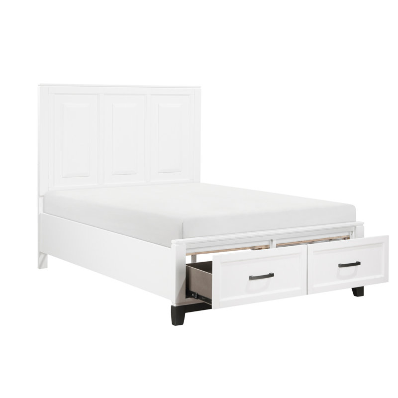 Lit plateforme double avec rangement - Captivate rustique blanc en détail