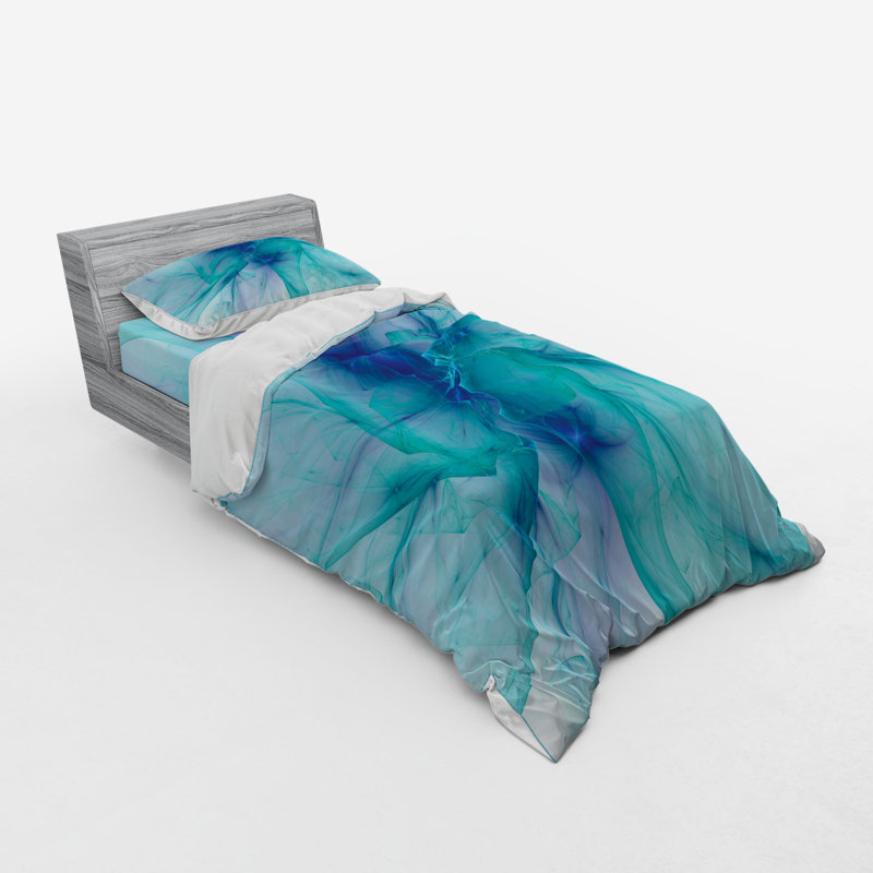 Ensemble de housse de couette en microfibre bleu sarcelle / moderne et contemporain