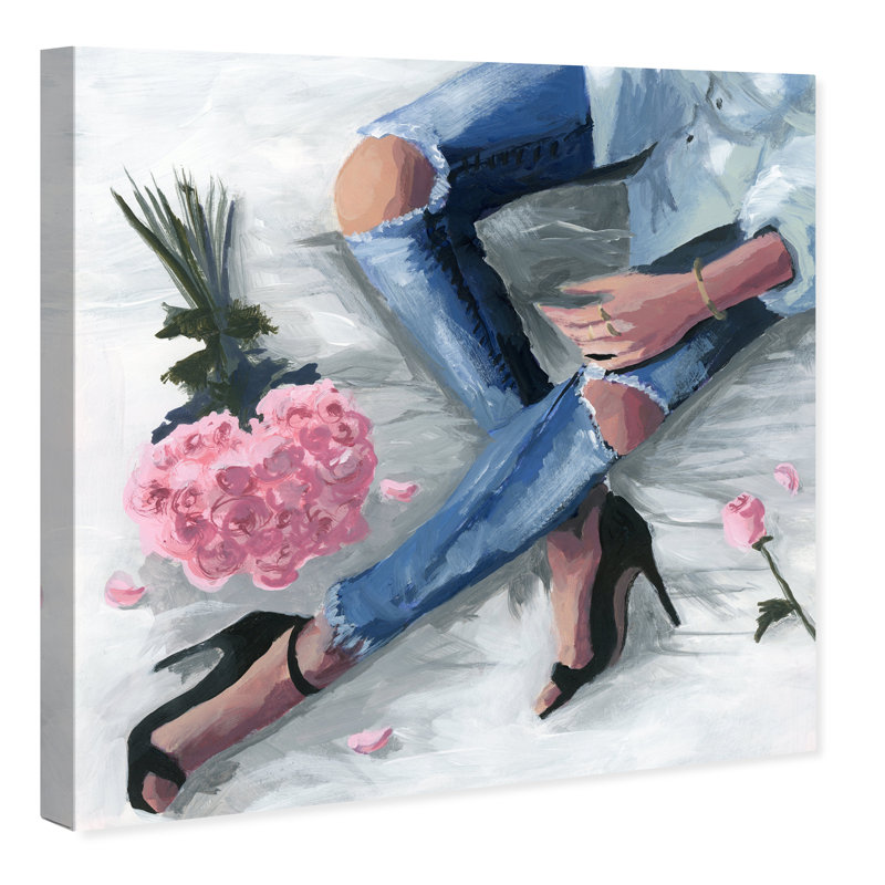 Romantiques jeans - Impression sur papier, Toile tendue, H 40 po x l 40 po x P 1,5 po