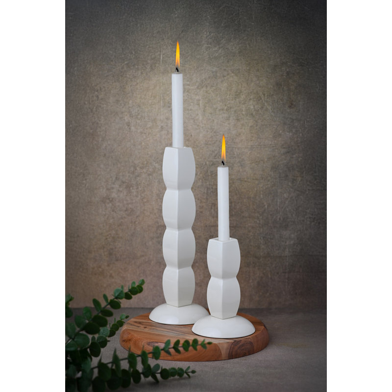 Porte-bougie en aluminium blanc brillant, H 11 po x l 4 po x P 4 po