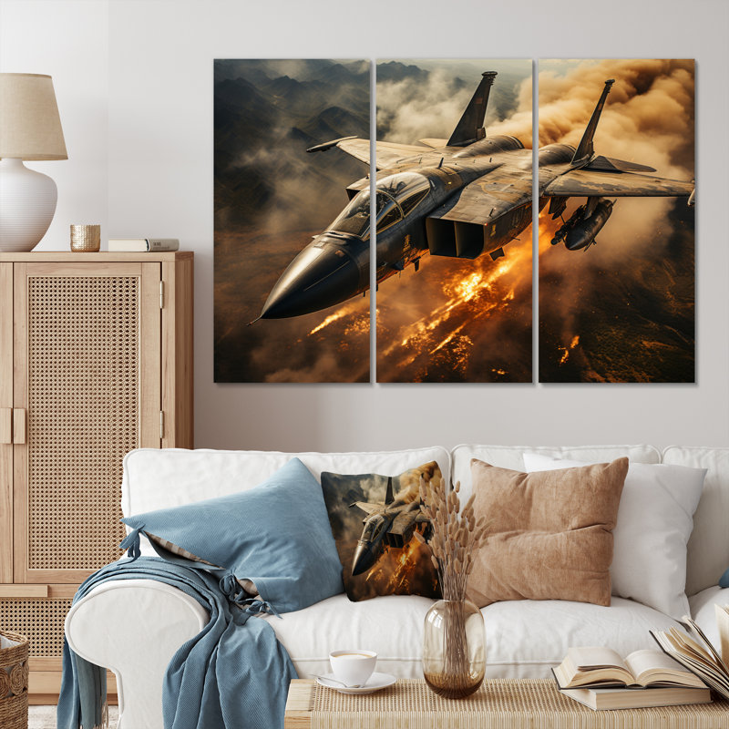 «Military Jet II» sur toile, ensemble de 3 pièces, H 28 po x l 36 po x P 1 po