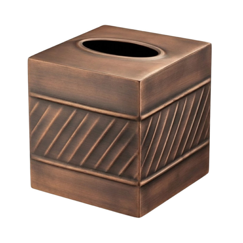 Wave Embossed Metal Tissue Box Cover, Copper