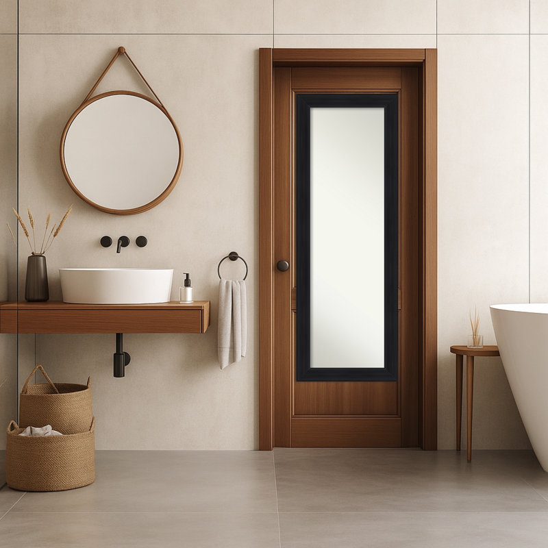 Non-Beveled Door Mirror, Abbey Black Frame - Full Length Mirror, Wall Mirror