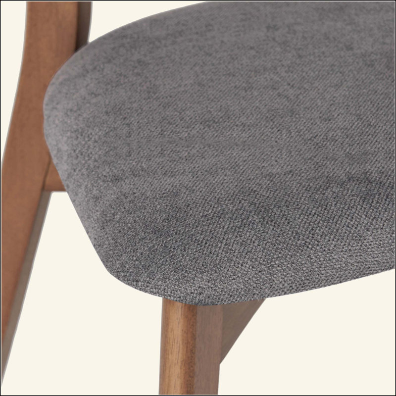 Ensemble de salle à manger 7 pièces avec structure en bois d'hévéa, Gris