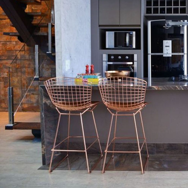 Tabouret de comptoir Bertoia, Noir, Or