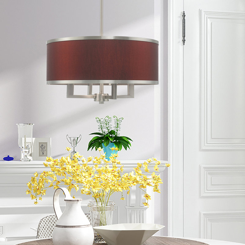 Berthine 4 - Light Dimmable Chandelier, Red Wine, Brushed Nickel