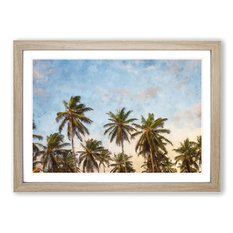 Palm Trees Vol.2 - Picture Frame Painting, 36cm H x 48cm W x 2cm D, Oak Framed