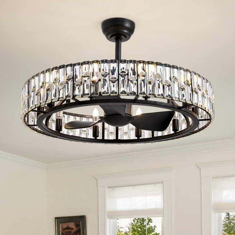 31'' Dimmable Crystal Ceiling Fan With Light Kit And Remote Control