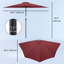 Parasol de balcon extérieur 9 pi, demi-rond, rouge vin