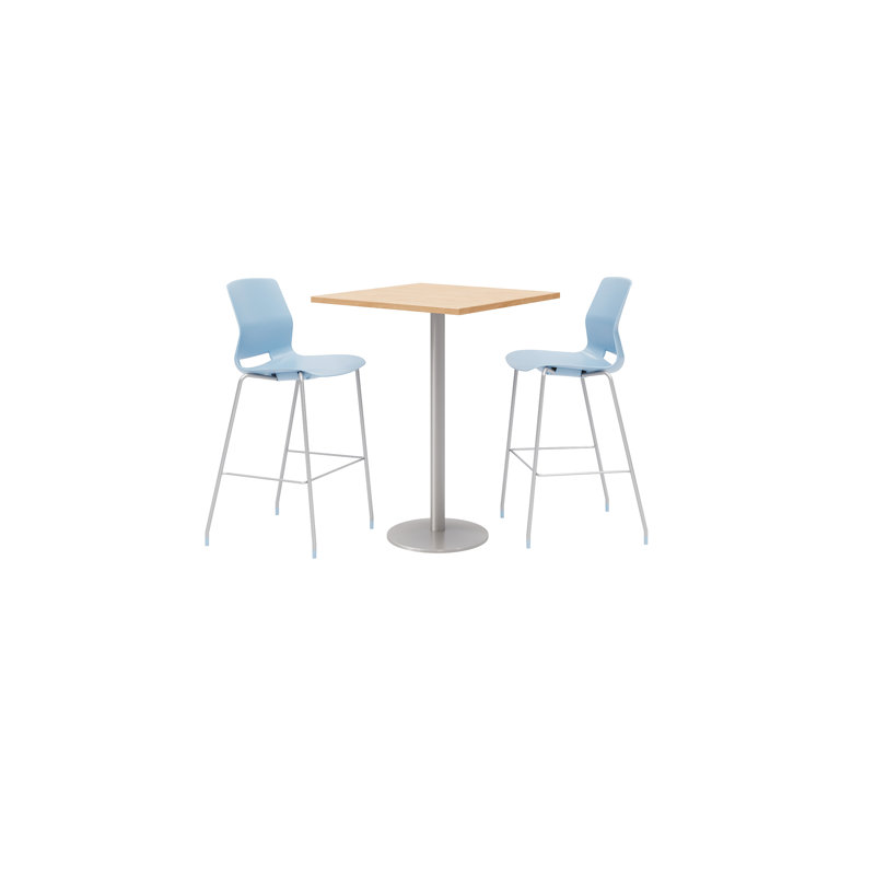 Ensemble de table de salle à manger carrée 30 "et chaise, Érable, Bleu ciel
