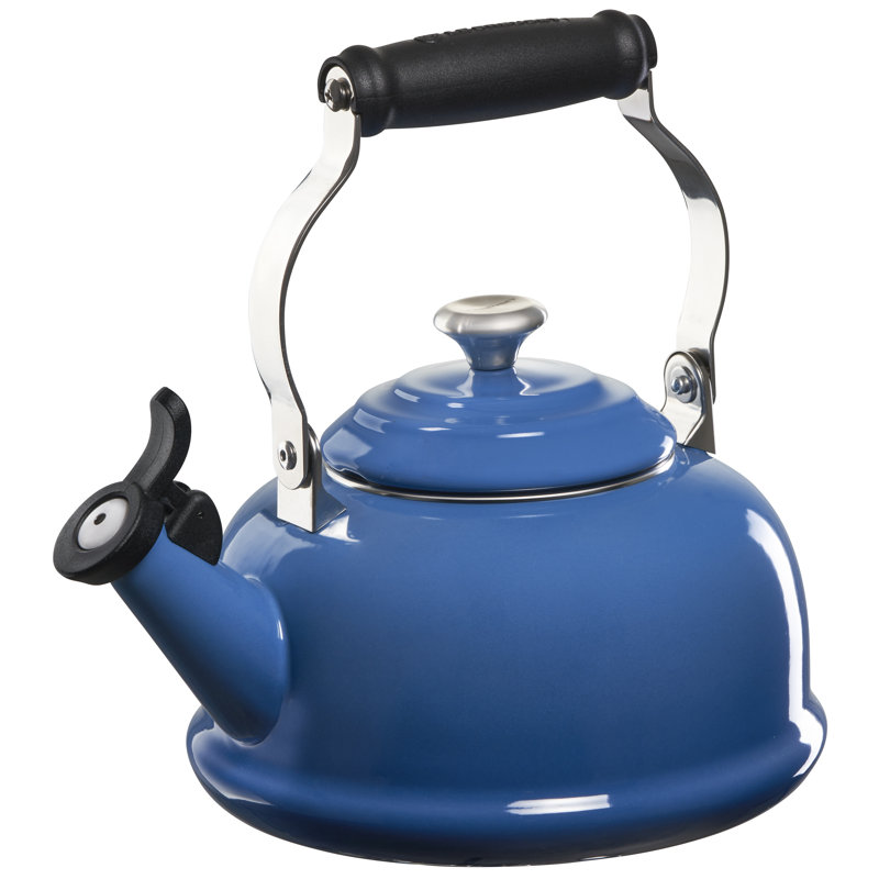 1.7 Qt. Marseille Blue Enamel Steel Whistling Tea Kettle