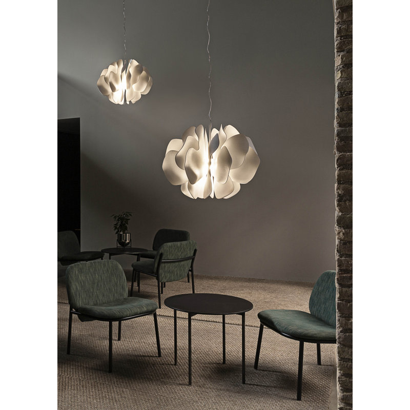 Luminaire suspendu géométrique unique à 2 lumières Nightbloom, Blanc, H 17,75 po x l 18,5 po x P 18,5 po
