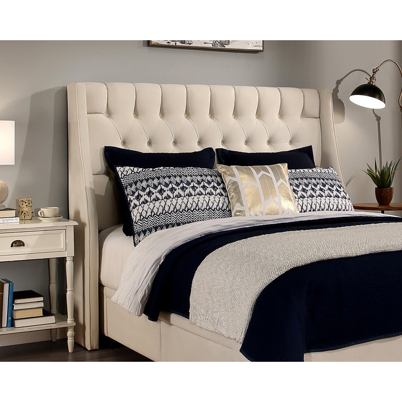 Alamar Upholstered Headboard, Full/Queen, Ivory
