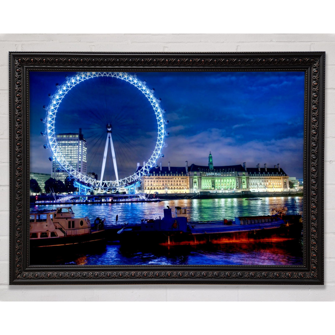 London-Eye Dusk - Einzelner Bilderrahmen Kunstdrucke