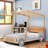 Wood Car Bed With Upholstered Headboard and Ceiling Cloth-1415898245