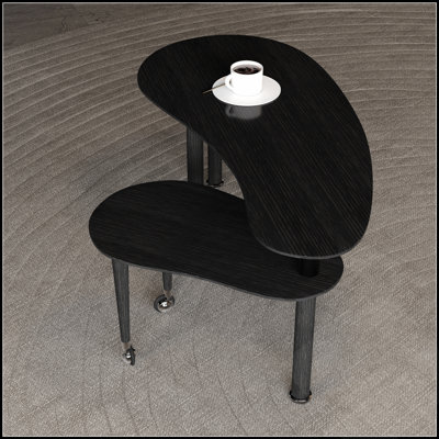Table basse rotative contemporaine avec pieds en bois d'hévéa massif, table basse rotative à 360 degrés pour le salon et la chambre à coucher