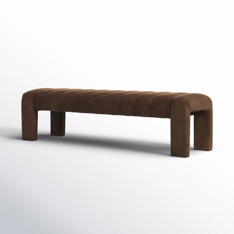 Bellisima Upholstered Bench, Dark Brown Velvet
