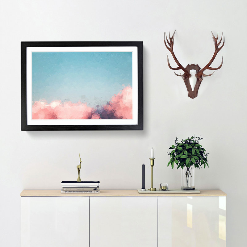 Migrating Birds in Abstract - Picture Frame Painting Print, 62cm H x 87cm W x 2cm D, Black Framed