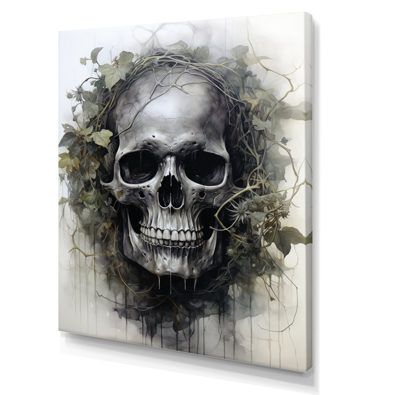 Tête de mort éternelle, art mural abstrait, salon, Toile tendue, H 20 po x l 12 po x P 1 po
