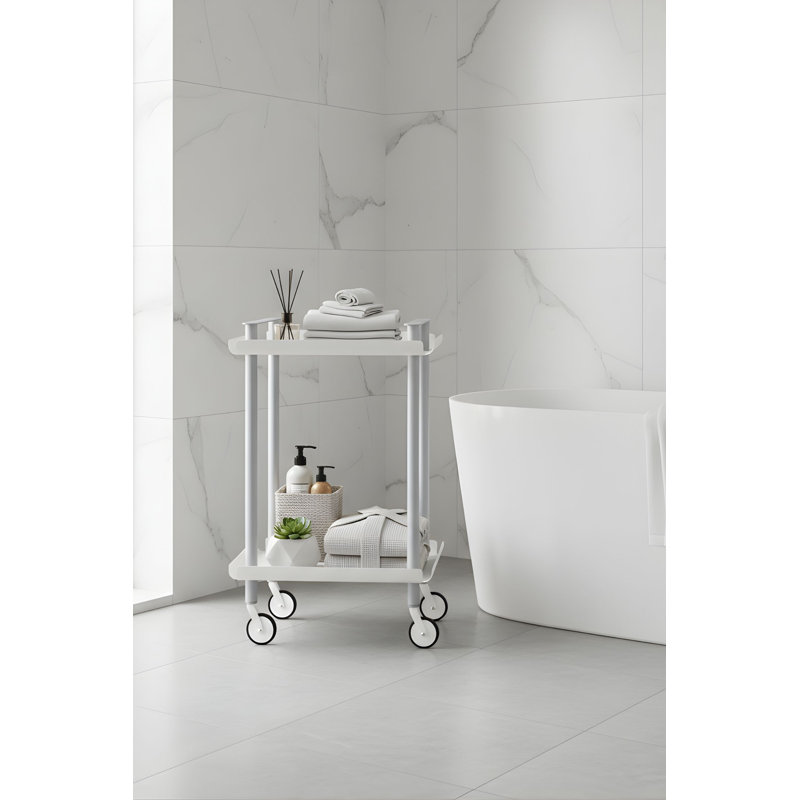 Zeigler Serving Cart, White, Grey