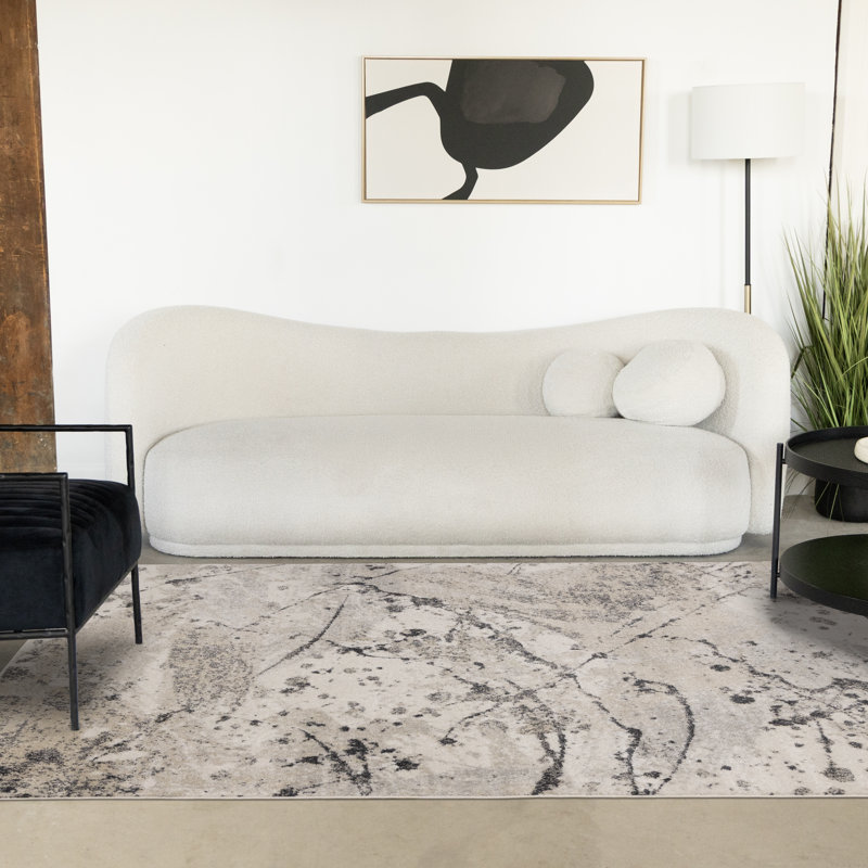 Tapis d'intérieur moderne abstrait gris, 5 pi 3 po x 7 pi 7 po