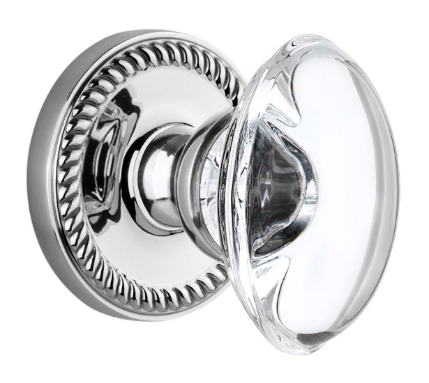 Grandeur Newport Rosette Double Dummy with Provence Crystal Door Knob, Bright Chrome