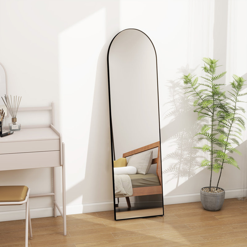 Full Length Mirror Full Body Floor Mirror Standing Hanging or Leaning Wall Mirror Bedroom Cloakroom, Black, 59" x 16"