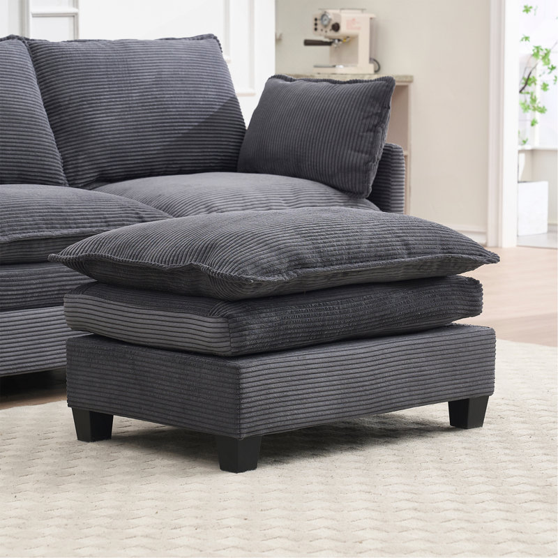 Comfortable Ottoman In Velvet（ONLY ONE OTTOMAN), Dark Gray