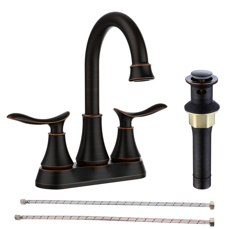 4-Inch 2 Matte Black Bathroom Faucet With Pop-Up Drain And Hoses - , Rust-, For Vanity Sink Longevity , Rust-,, Matte Black