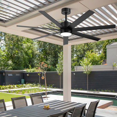 56"  Outdoor Ceiling Fans With Lights And Remote, Wet Rated Waterproof Ceiling Fan, 6-speed Dc Motor,  Modern Industrial Ceiling Fan Gazebo Fan For Porch Patios Pavilion