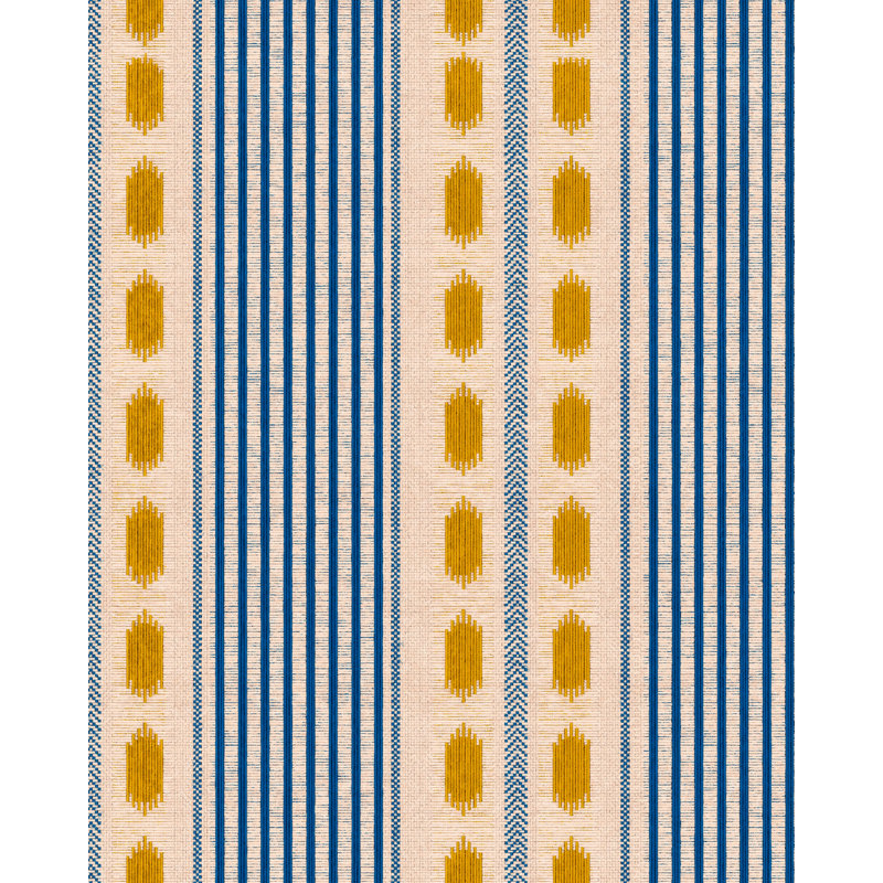 Tales Of Maghreb Striped Wallpaper Roll, Blue/Taupe/Yellow