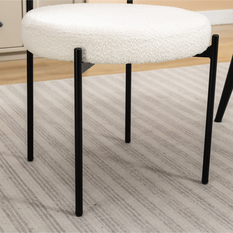 2 chaises de salle à manger modernes blanches - siège rembourré de mousse avec housse en forme de boucle (de 2) avec base en fer stable