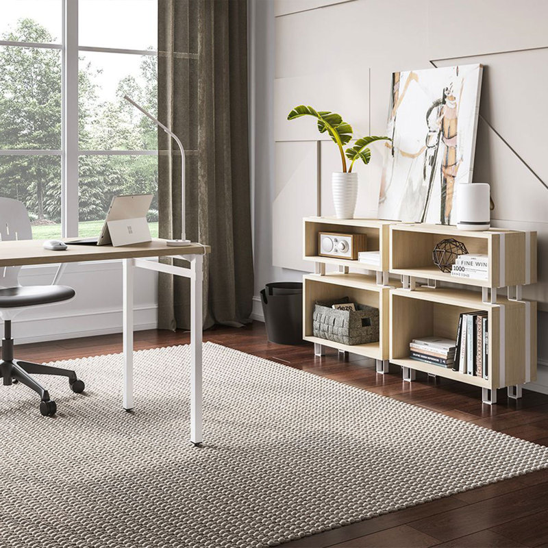 Modern Beige & White Laminated Wood Stackable Office Storage