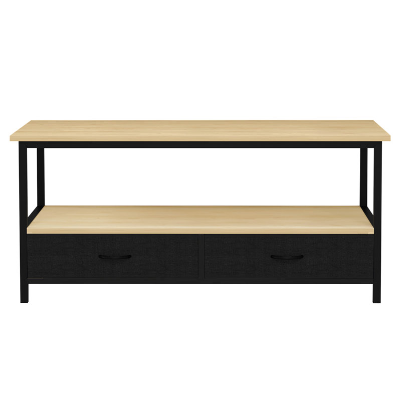 Anisjon Coffee Table with Storage, Oak Wood