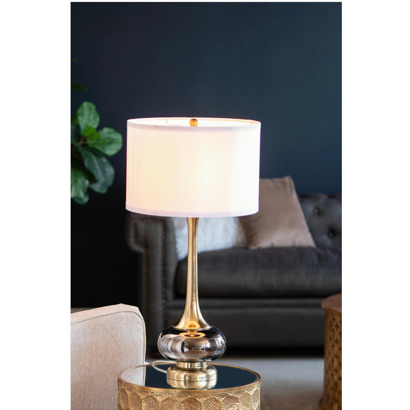 Lampe de table avec tambour en verre D15x29 "