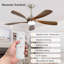  Ventilateur de plafond intelligent moderne de 52 po avec lumière, moteur à courant continu silencieux à 6 vitesses et télécommande à DEL 3 couleurs avec minuterie, sakuragi-1914232147-1914232149