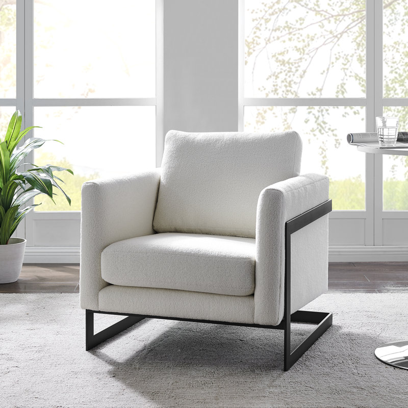 Fauteuil Charles en polyester de 32 cm de large, 100 % polyester ivoire