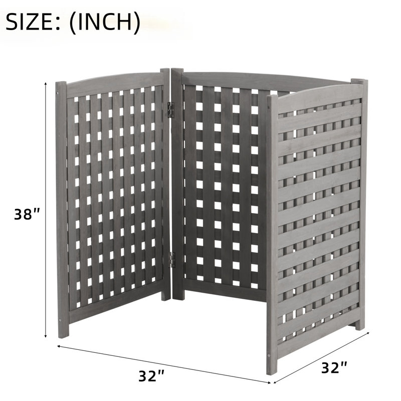 38'' H x 32'' W Privacy Screen with 3 Panels, Gray