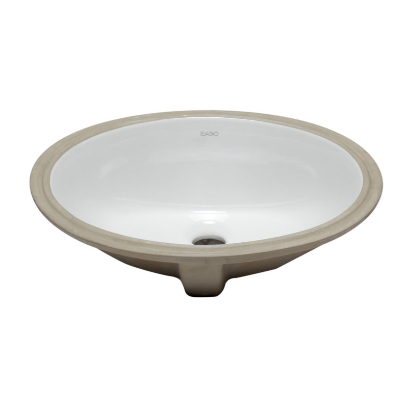 EAGO 18'' White Ceramic Oval Undermount Bathroom Sink