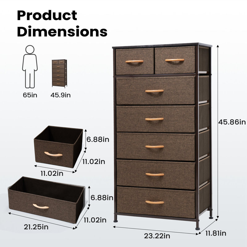 Kirklan 7 Drawer Storage Drawer, Brown, Brown