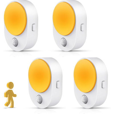 Plug In Night Light With Motion Sensor And Dusk To Dawn Sensor 4 Pack 3000K Soft 3060100LM Dimmable For Bathroom Hallway Kitchen